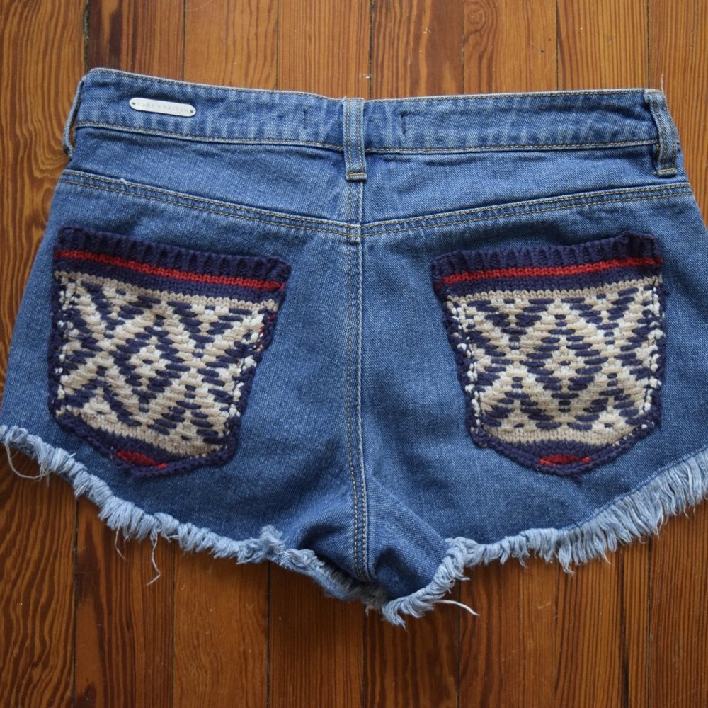Low Rise Dark Denim Shorts